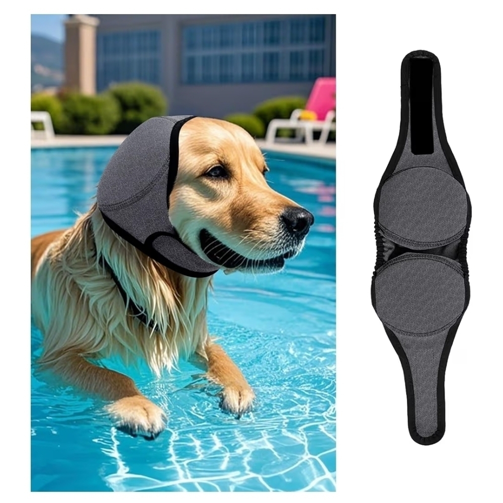 Charcoal Knit Beanie Ear Covers For Dogs.  For Bathes.